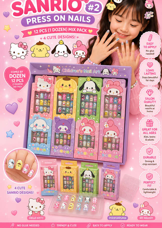 PRESS NAILS-  SANRIO #2 ( 12 pcs in a box)