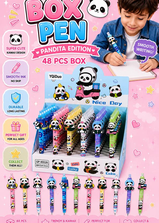 PANDITA PLUMAS - BABY PANDA PENS - 48 PCS BOX (#GP80026)