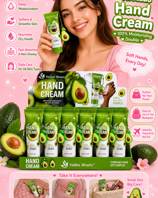 Avocado HAND CREAM WITH KEYCHAIN - 24 pcs box