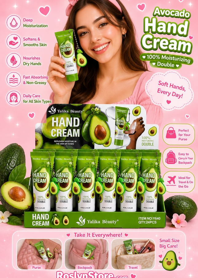 Avocado HAND CREAM WITH KEYCHAIN - 24 pcs box