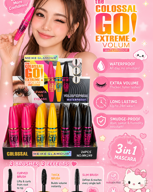 BLACK MASCARA- THE COLOSAL STORY EXTREME VOLUME- Meike glamour 24pcs box (MK249)