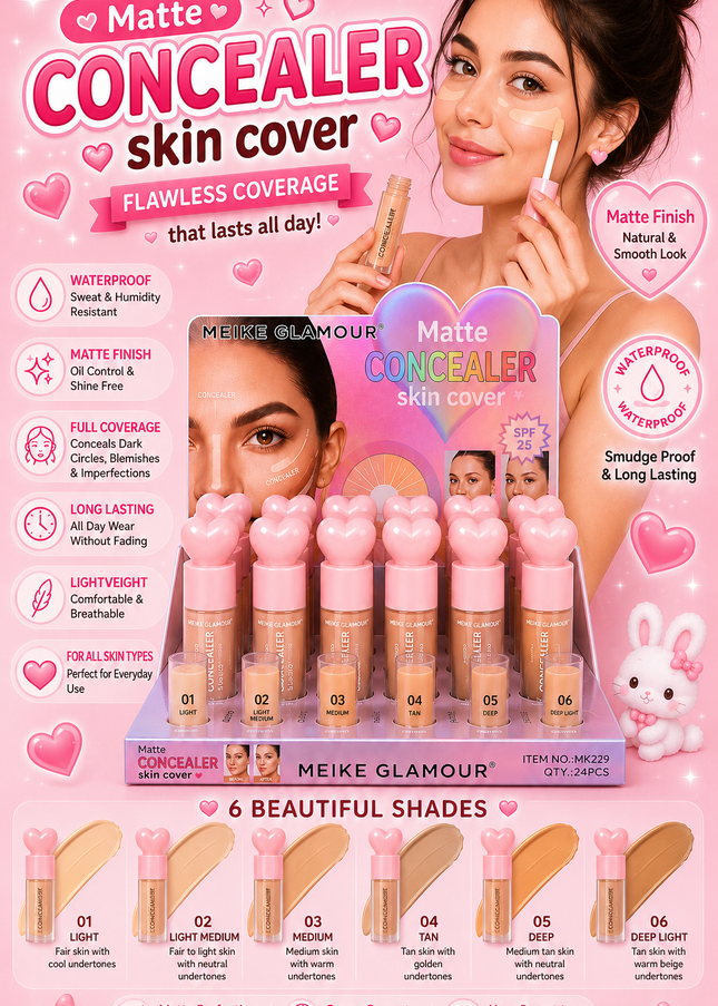 MATTE CONCEALER MEIKE GLAMOUR -24 PCS BOX (MK229)