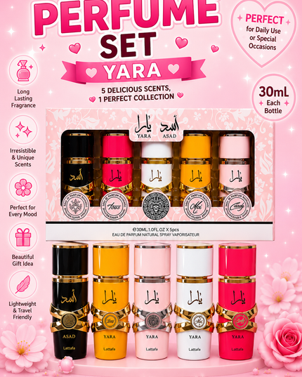 YARA SET PERFUME  5 pcs box - 30 ml per each