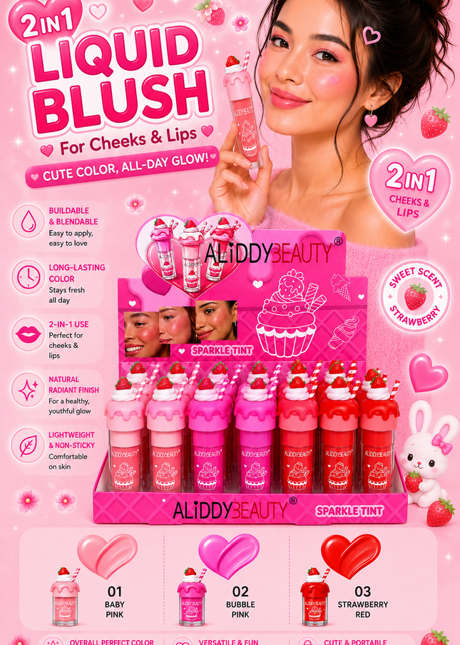 BLUSH & LIP -CUPCAKE (2 & 1) ALIDDY BEAUTY - (#A2438)