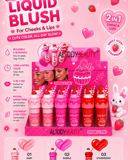 BLUSH & LIP -CUPCAKE (2 & 1) ALIDDY BEAUTY - (#A2438)