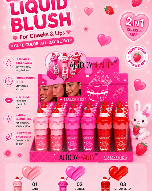 BLUSH & LIP -CUPCAKE (2 & 1) ALIDDY BEAUTY - (#A2438)