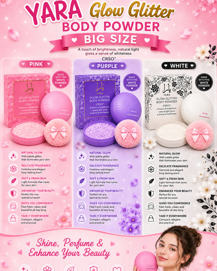 YARA BIG SIZE BODY POWDER PERFUME with glitter  -1 pcs