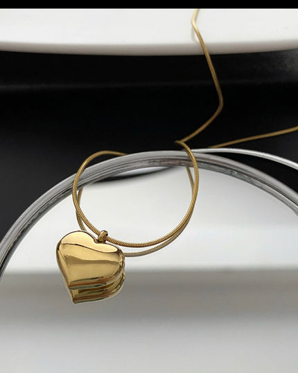 Simple Heart  Necklace 18k Gold Filled - titanium steel - waterproof