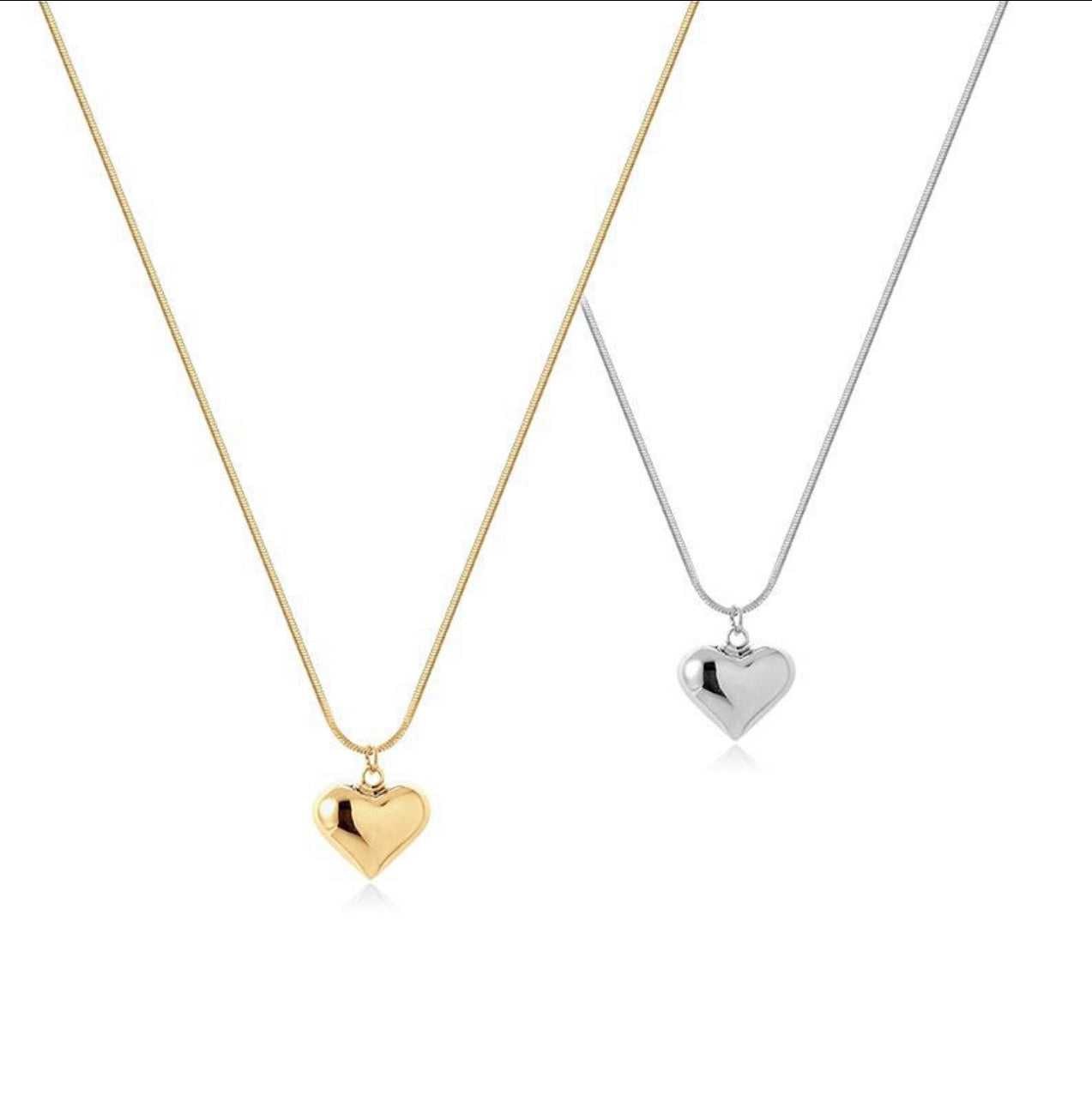 Collar de corazón simple relleno de oro de 18 k - acero de titanio - resistente al agua 