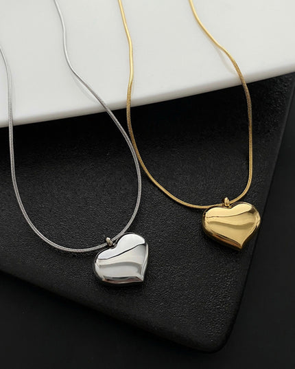 Simple Heart  Necklace 18k Gold Filled - titanium steel - waterproof