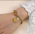 Bracelet Round Heart Shape 18 k Gold Filled -stainless steel