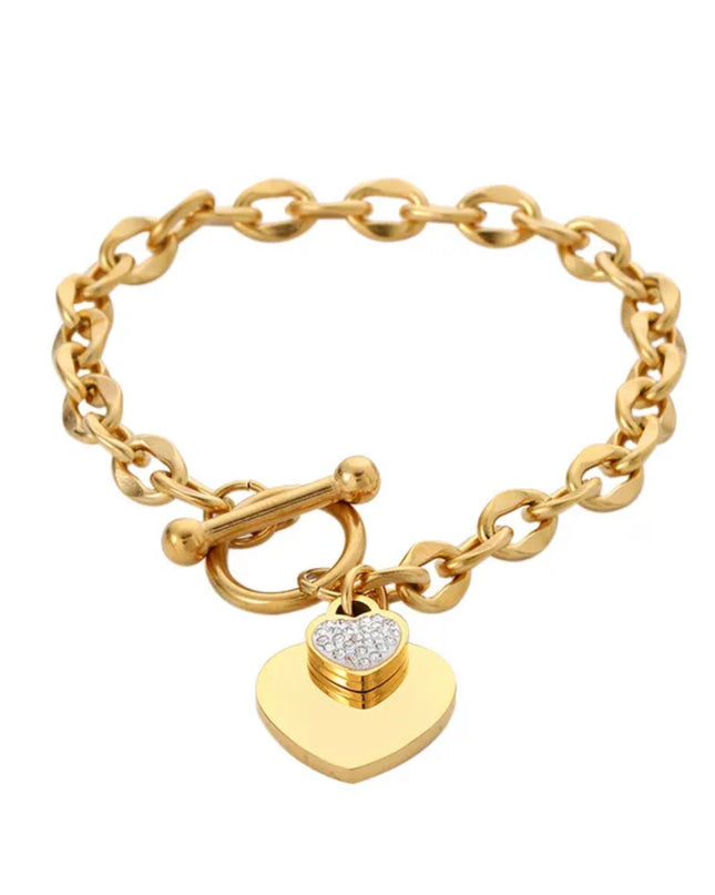 Pulsera Redonda Forma Corazón 18k Gold Filled -acero inoxidable 