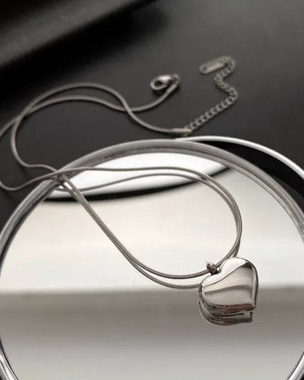 Simple Heart  Necklace 18k Gold Filled - titanium steel - waterproof