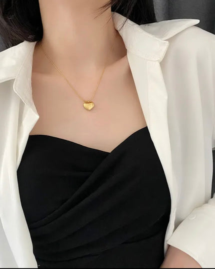 Simple Heart  Necklace 18k Gold Filled - titanium steel - waterproof