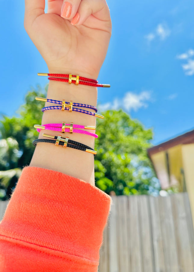 H - Colores de la pulsera - Acero inoxidable chapado en oro de 18 quilates ajustable 