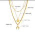 Triple Chain Necklace Moon & Star 18k Gold Filled