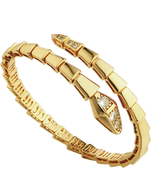Víbora Love Serpenti con pulsera de diamantes ajustable, acero inoxidable, relleno de oro de 18 quilates, no se deslustra, ajustable 
