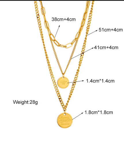 Triple Chain Neckace Wisdom Merci Lavie 18K Gold Filled