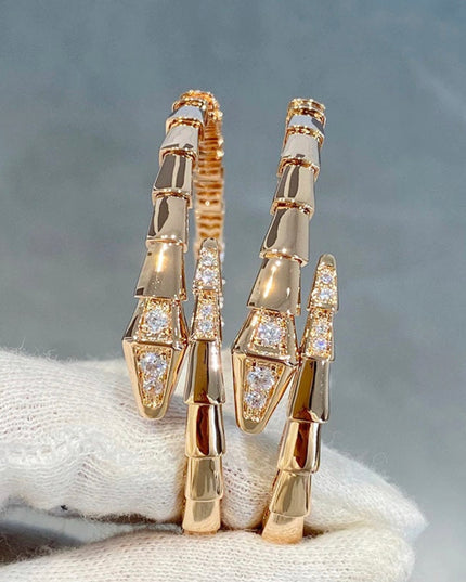 Víbora Love Serpenti con pulsera de diamantes ajustable, acero inoxidable, relleno de oro de 18 quilates, no se deslustra, ajustable 