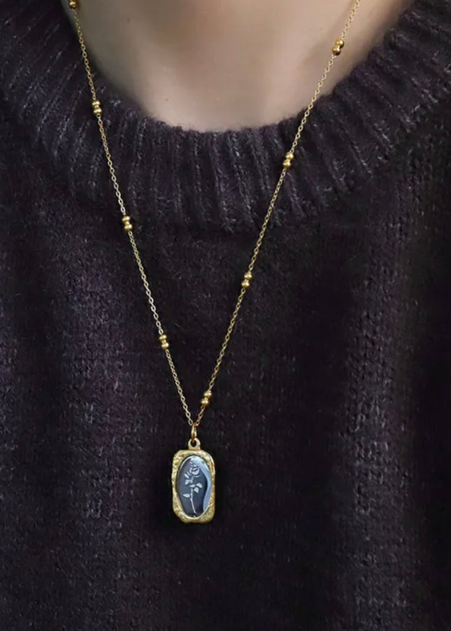 Vintage Necklace- rose flowe -18k Gold Filled