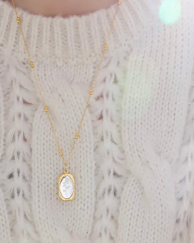 Collar Vintage- flor rosa -18k Gold Filled 