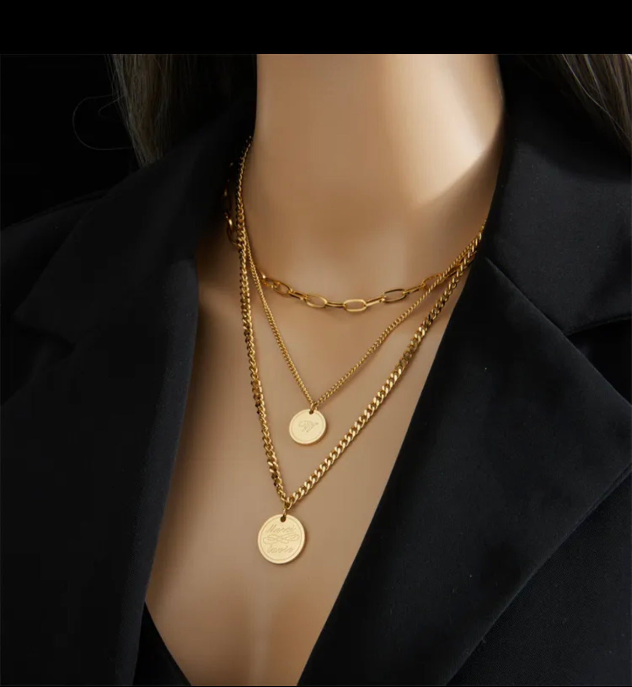 Triple Chain Neckace Wisdom Merci Lavie 18K Gold Filled