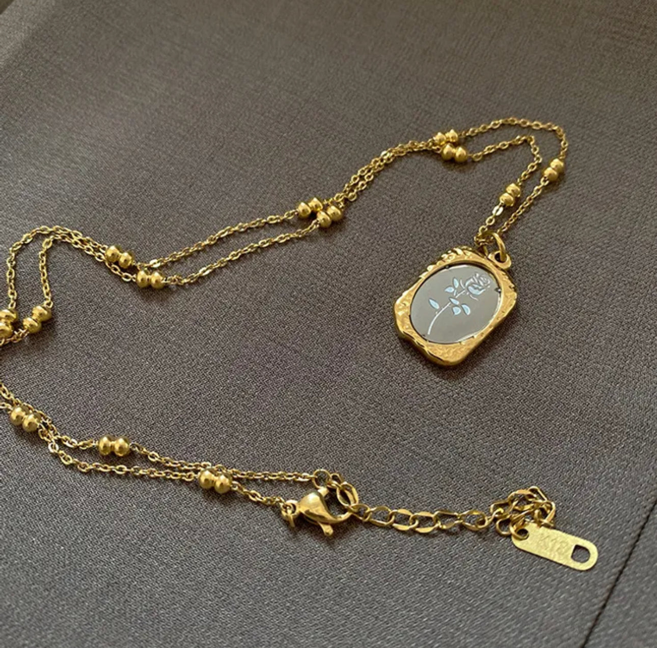 Vintage Necklace- rose flowe -18k Gold Filled