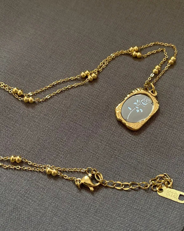 Collar Vintage- flor rosa -18k Gold Filled 