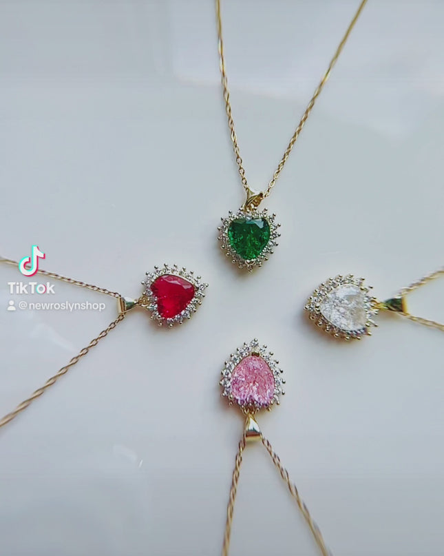 Collar de corazón relleno de oro de 14 quilates | Encanto y cadena 