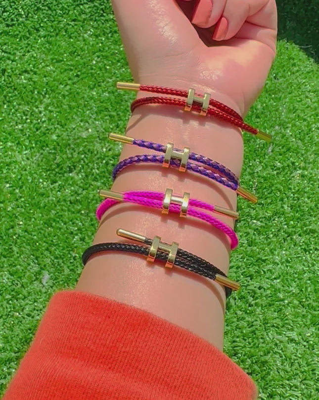 H - Colores de la pulsera - Acero inoxidable chapado en oro de 18 quilates ajustable 