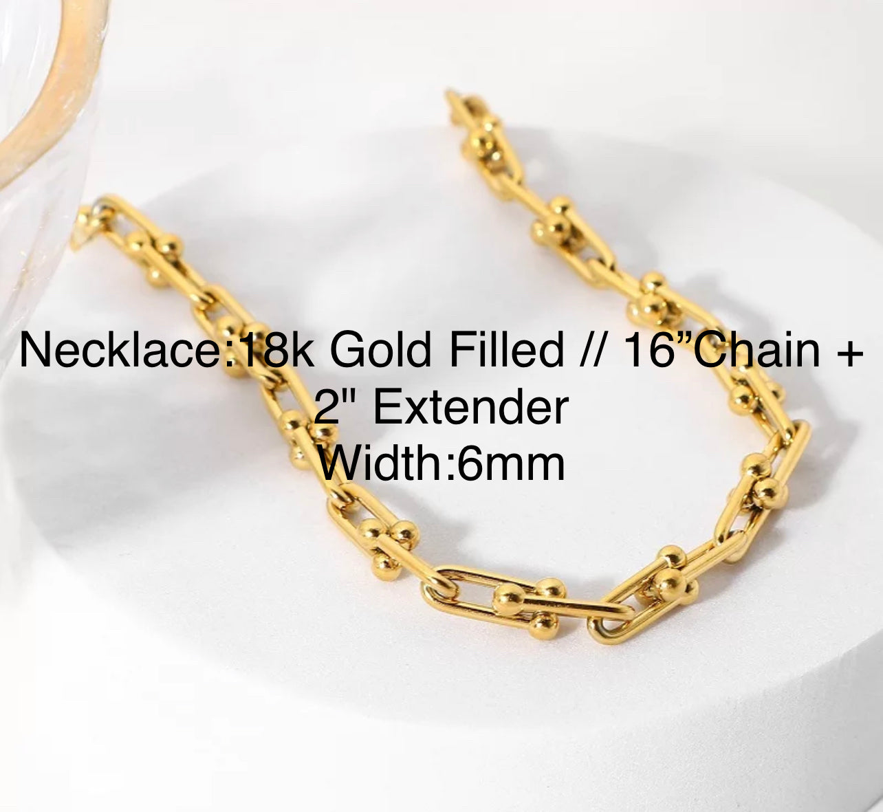 Graduated Link Chunky Necklace 18k Gold Filled Waterproof (non