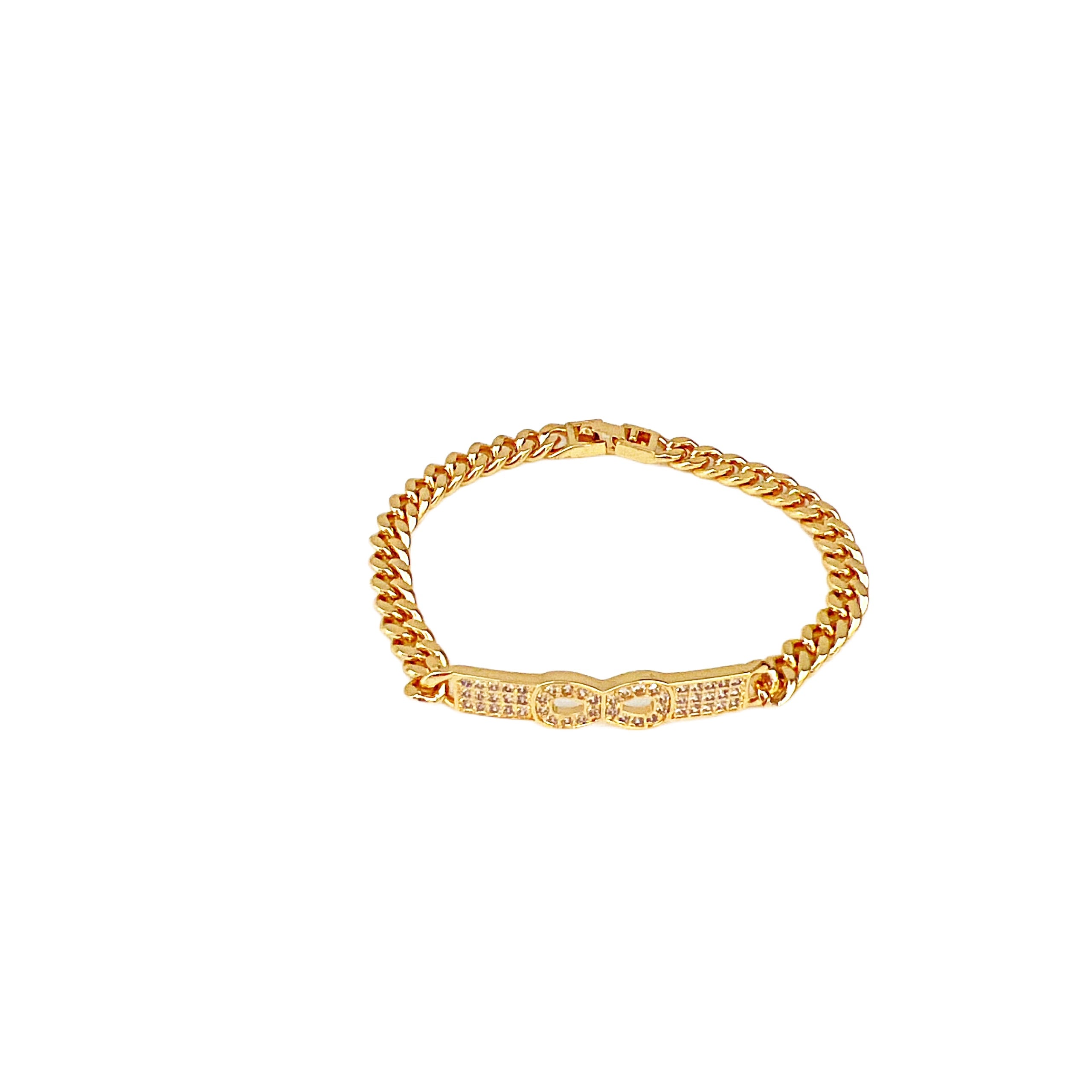 Bracelet chunky  18k Gold Filled 10 cubic zircon Gold Color 5mm width