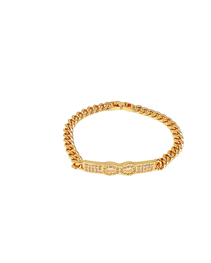 Pulsera chunky 18k Gold Filled 10 circonitas cúbicas Color Oro 5mm ancho 
