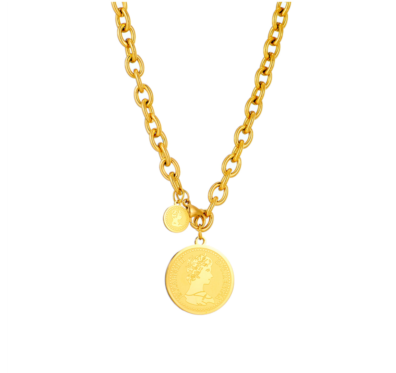 Collar Moneda Vintage -Relleno de Oro de 24k-resistente al agua 