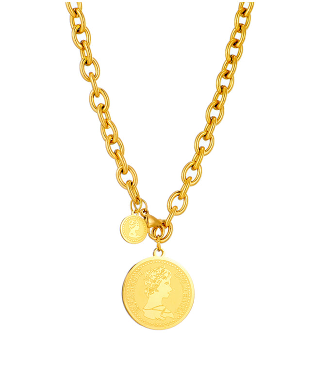 Collar Moneda Vintage -Relleno de Oro de 24k-resistente al agua 
