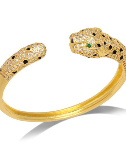 Brazalete Pantera, Brazalete Phanter |Doble pantera oro con zirconia cúbica 