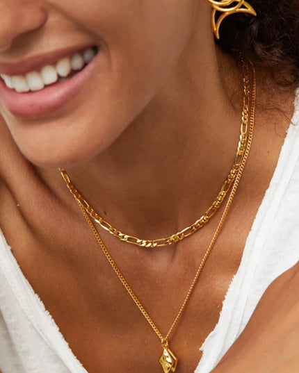 Cadena Figaro de 18 pulgadas (45 cm) de acero inoxidable con relleno de oro de 18 quilates 