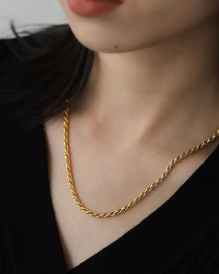 Cadena de cuerda Relleno de oro de 24 k a prueba de agua - 3 mm - 18 pulgadas y 20 pulgadas - sin deslustre 