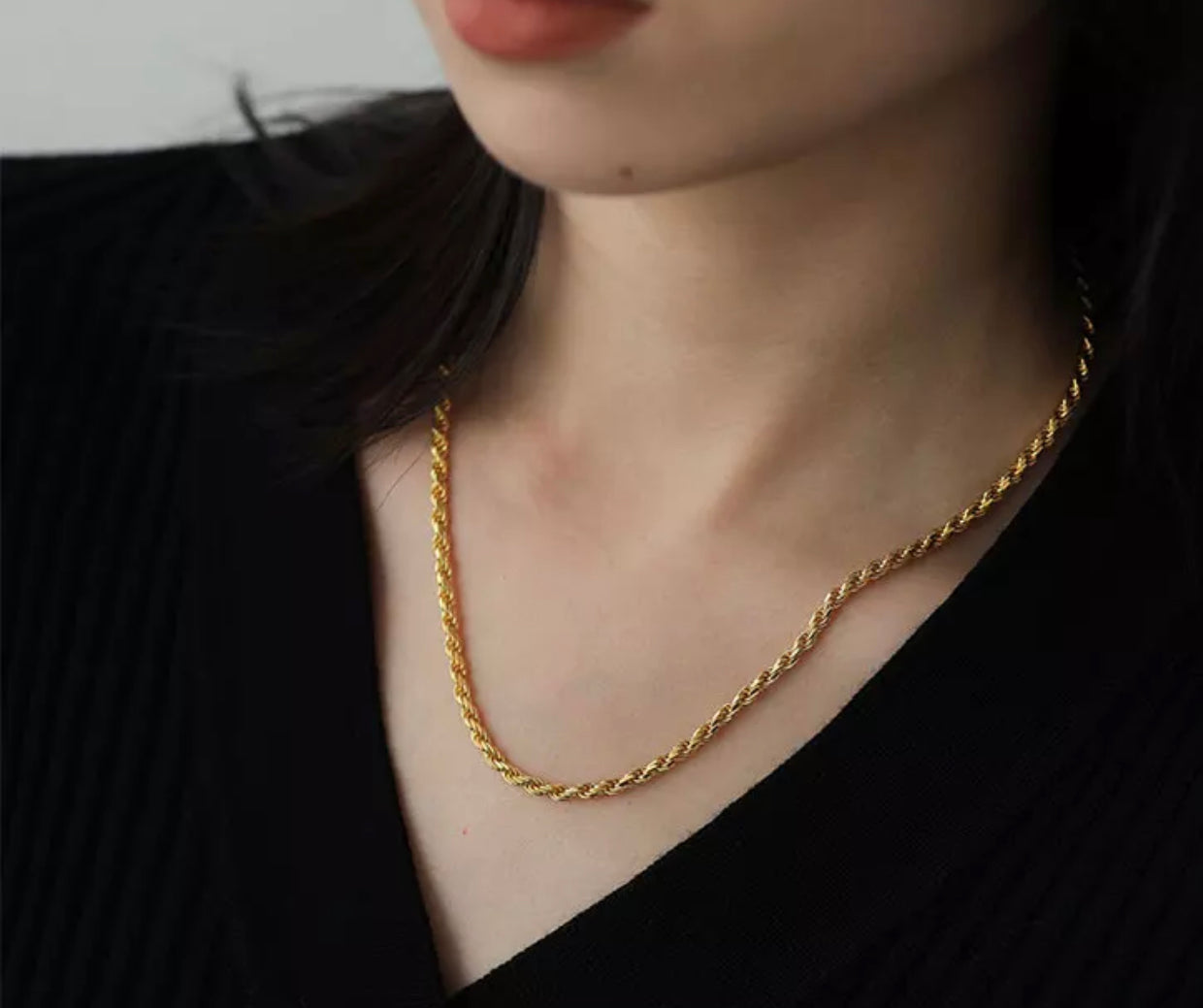 Gold Rope Chain 2k Rope Chain 24k Gold Filled Waterproof - 3mm - 18 inches & 20 inches ...