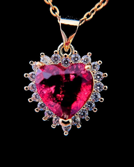 Collar de corazón relleno de oro de 14 quilates | Encanto y cadena 