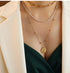 Vintage Necklace Pearl Titanium Steel 18k Gold Filled/ Triple Chain- non tarnish