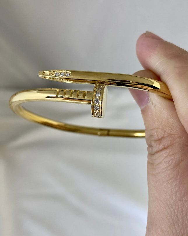 Brazalete de clavos- Pulsera de clavos -Gold Filled de 18k- ajustable con- acero inoxidable - PLATA Y ORO 