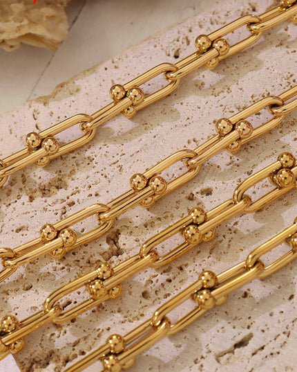 Collar grueso de eslabones graduados Relleno de oro de 18 k a prueba de agua (no 