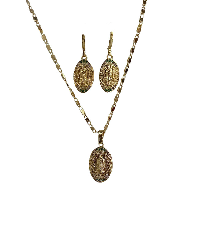 Conjunto pendientes y collar Virgen 