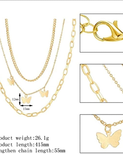 Triple Chain Butterfly 18k Gold Filled