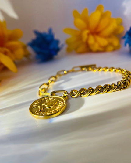 Pulsera Vintage Coin 18k Gold Filled - ACERO INOXIDABLE - SIN DESGASTE 
