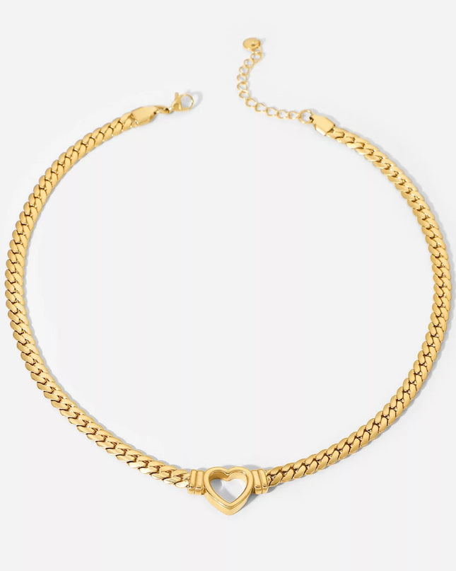 Collar de corazón retro - Relleno de oro de 18k 