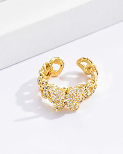 Ring butterfly open ring  / size 7 stainless steel  18kGold filled - open ring