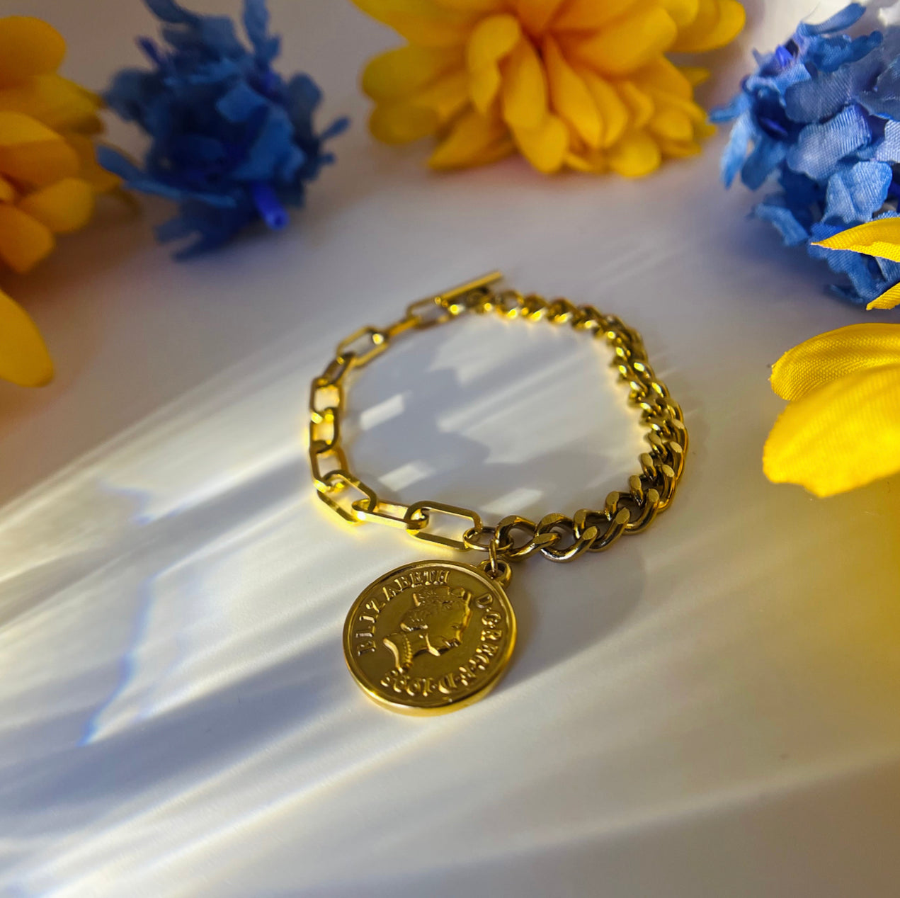 Pulsera Vintage Coin 18k Gold Filled - ACERO INOXIDABLE - SIN DESGASTE 