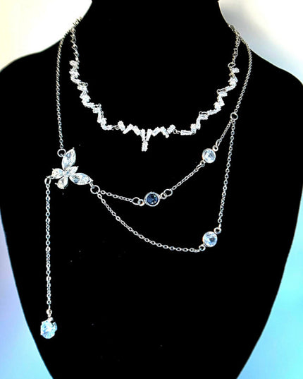 Cadena doble mariposa Acero inoxidable chapado en oro de 18k resistente al agua 